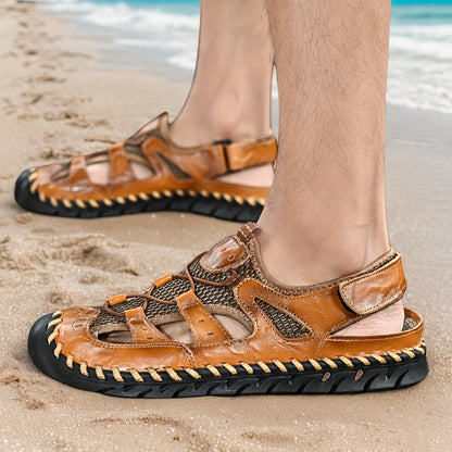 Aldric Voss® Kelvano — men's leather sandal in Moss, view 11