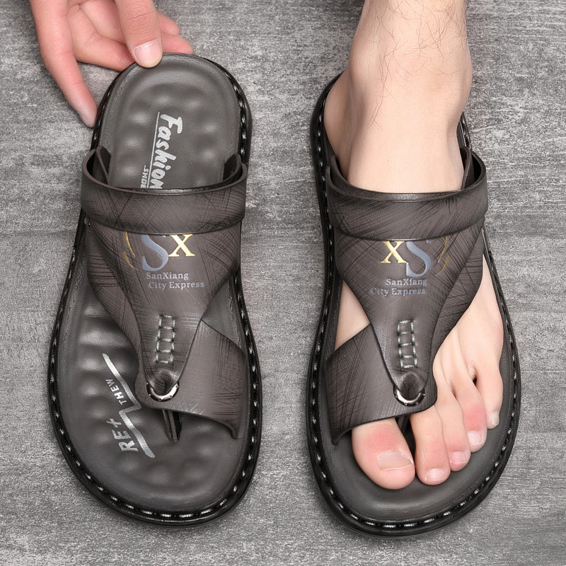 Aldric Voss® Solario — men's leather sandal in Midnight, view 7