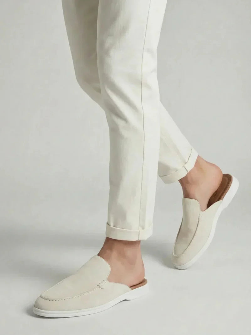 Yacht Mule in Ivory, premium leather footwear, product view