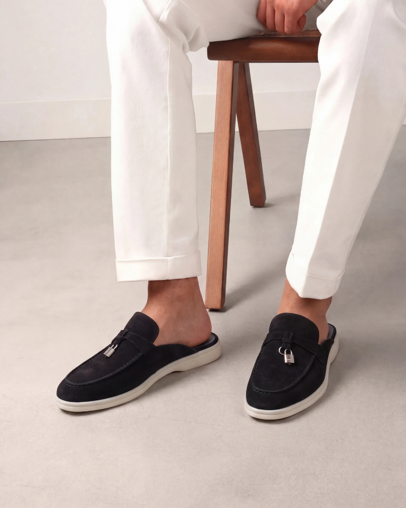 Mediterranean Mule in Midnight, premium leather footwear, product view