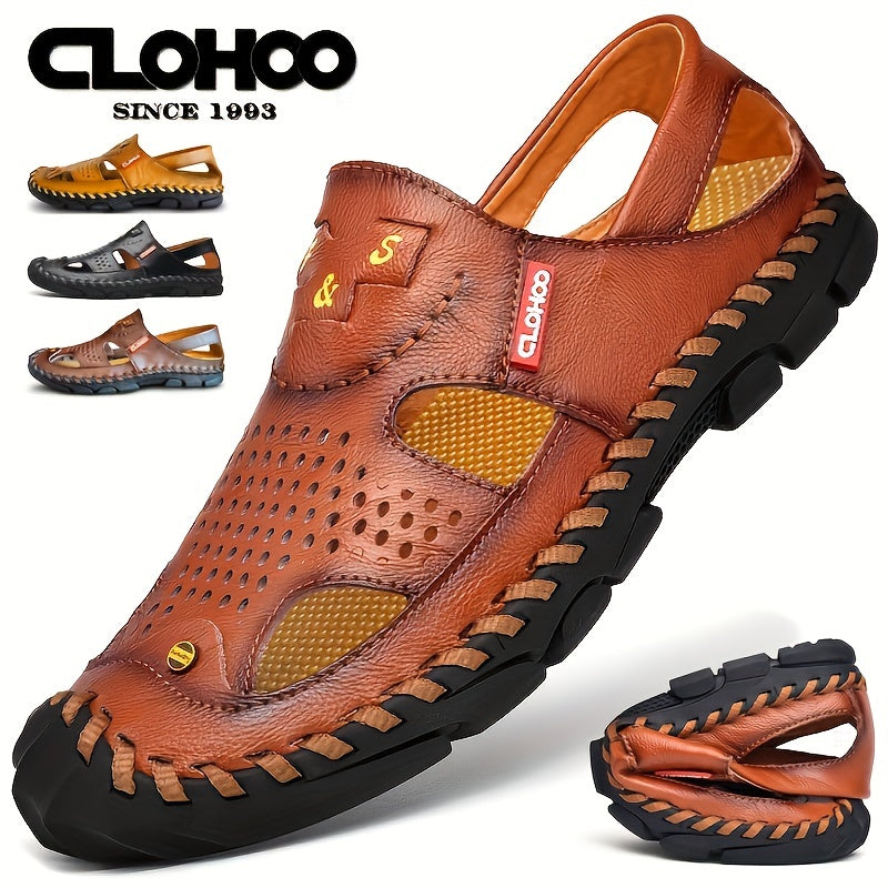 Aldric Voss® Delvaro — men's leather sandal in Sandstone, view 1