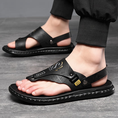 Aldric Voss® Solario — men's leather sandal in Midnight, view 12