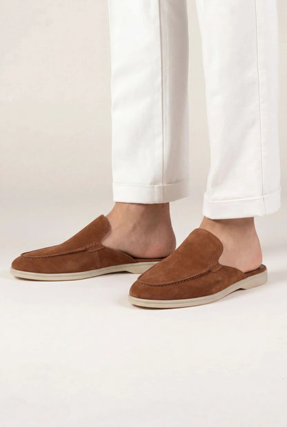 Yacht Mule in Maroon, premium leather footwear, product view