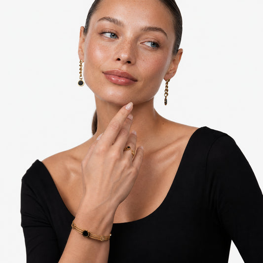 Black Onyx Triple Band Bracelet