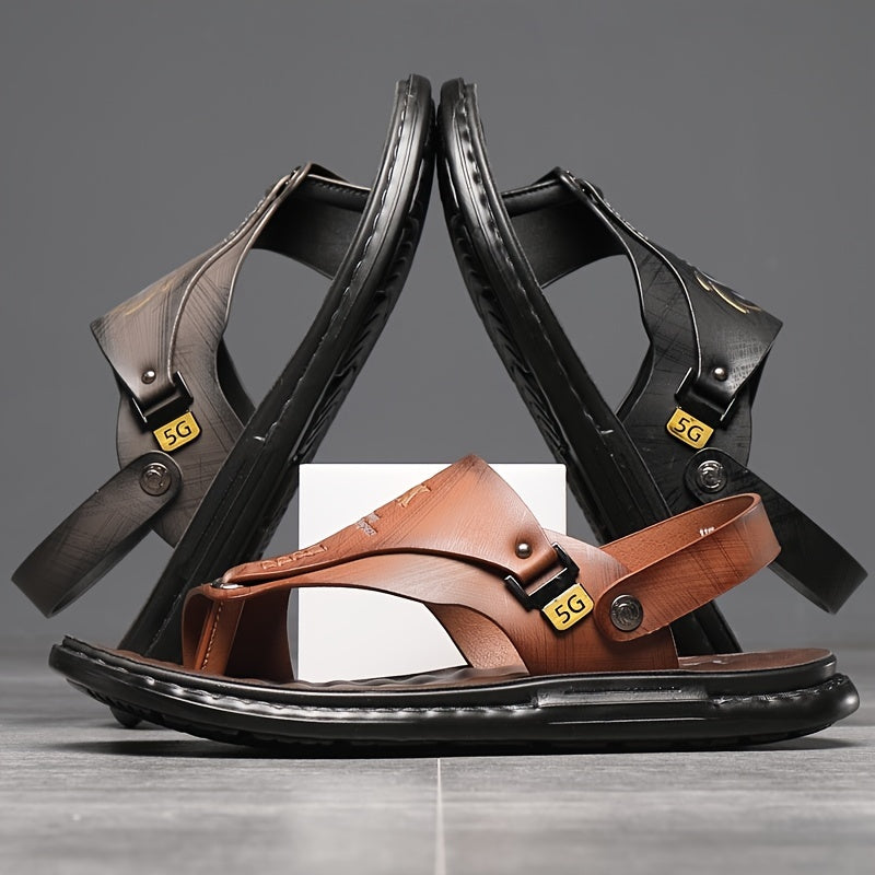 Aldric Voss® Solario — men's leather sandal in Smoke, view 11