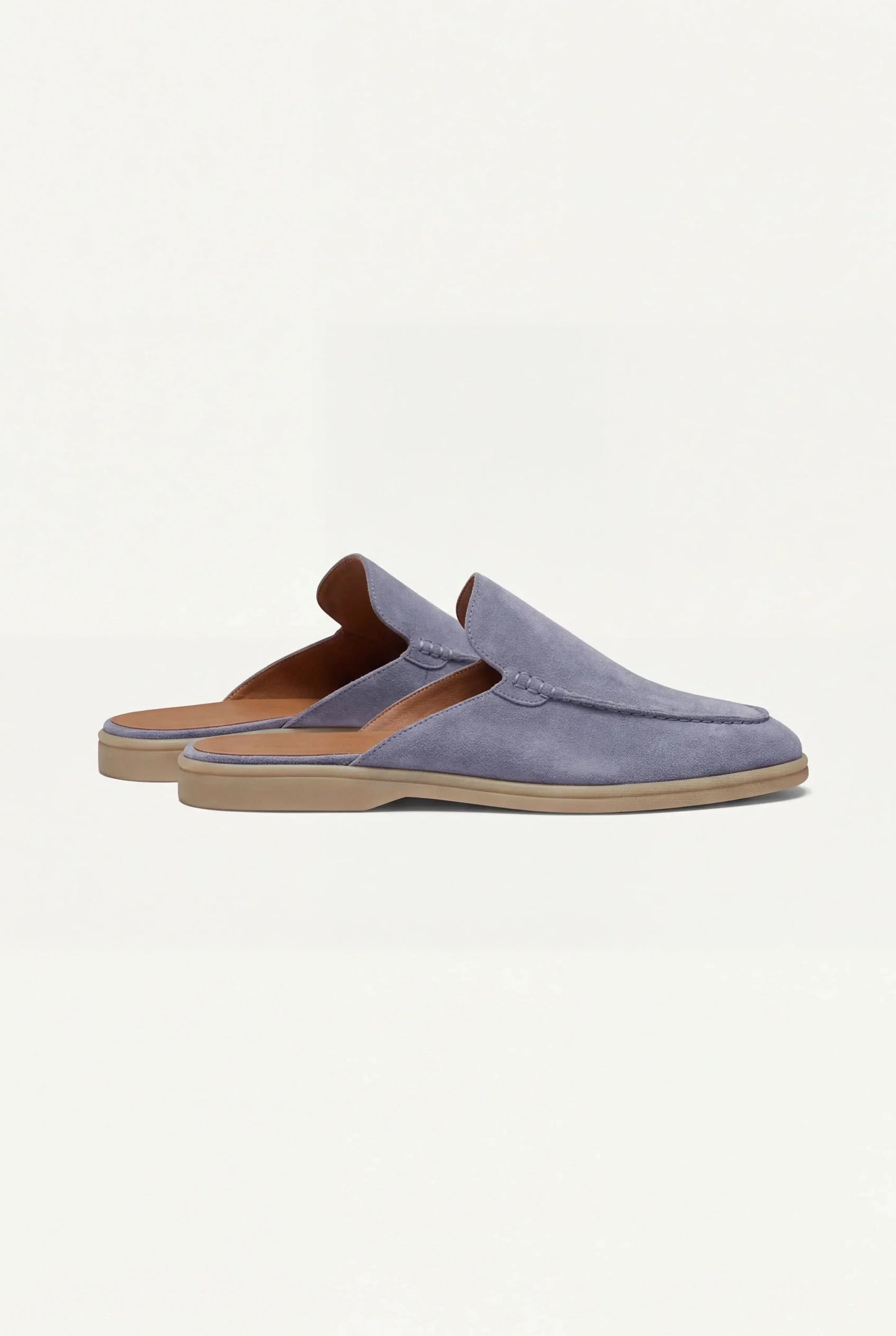 Yacht Mule in Baby Blue, premium leather footwear, product view