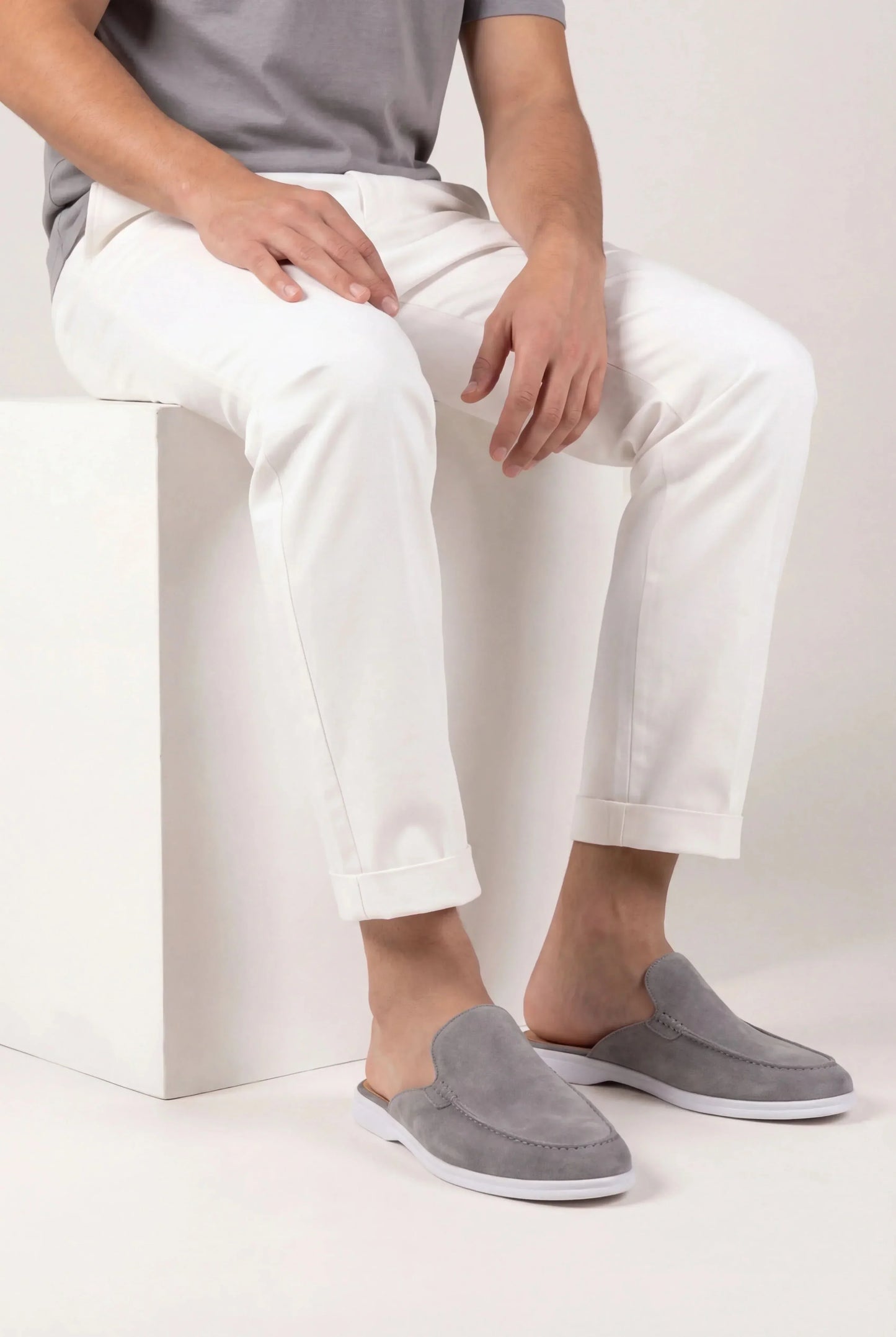 Yacht Mule in Smoke, premium leather footwear, product view