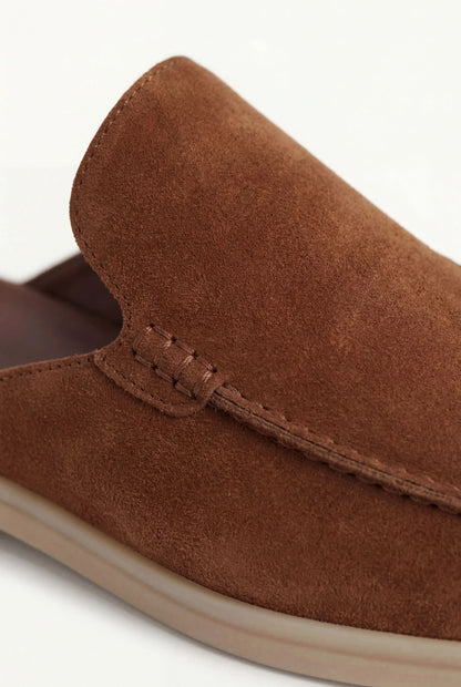 Yacht Mule in Maroon, premium leather footwear, product view