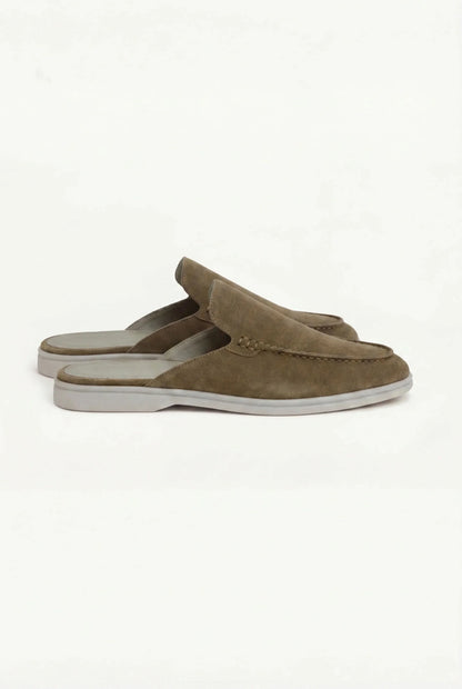 Yacht Mule in Olive, premium leather footwear, product view