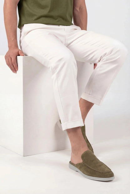 Yacht Mule in Olive, premium leather footwear, product view