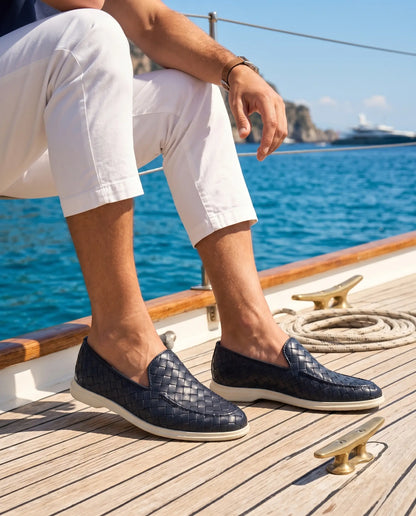 Sorrento Woven Loafer in Azure, premium leather footwear, product view