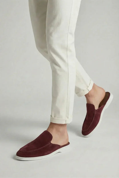 Yacht Mule in Bordeaux, premium leather footwear, product view