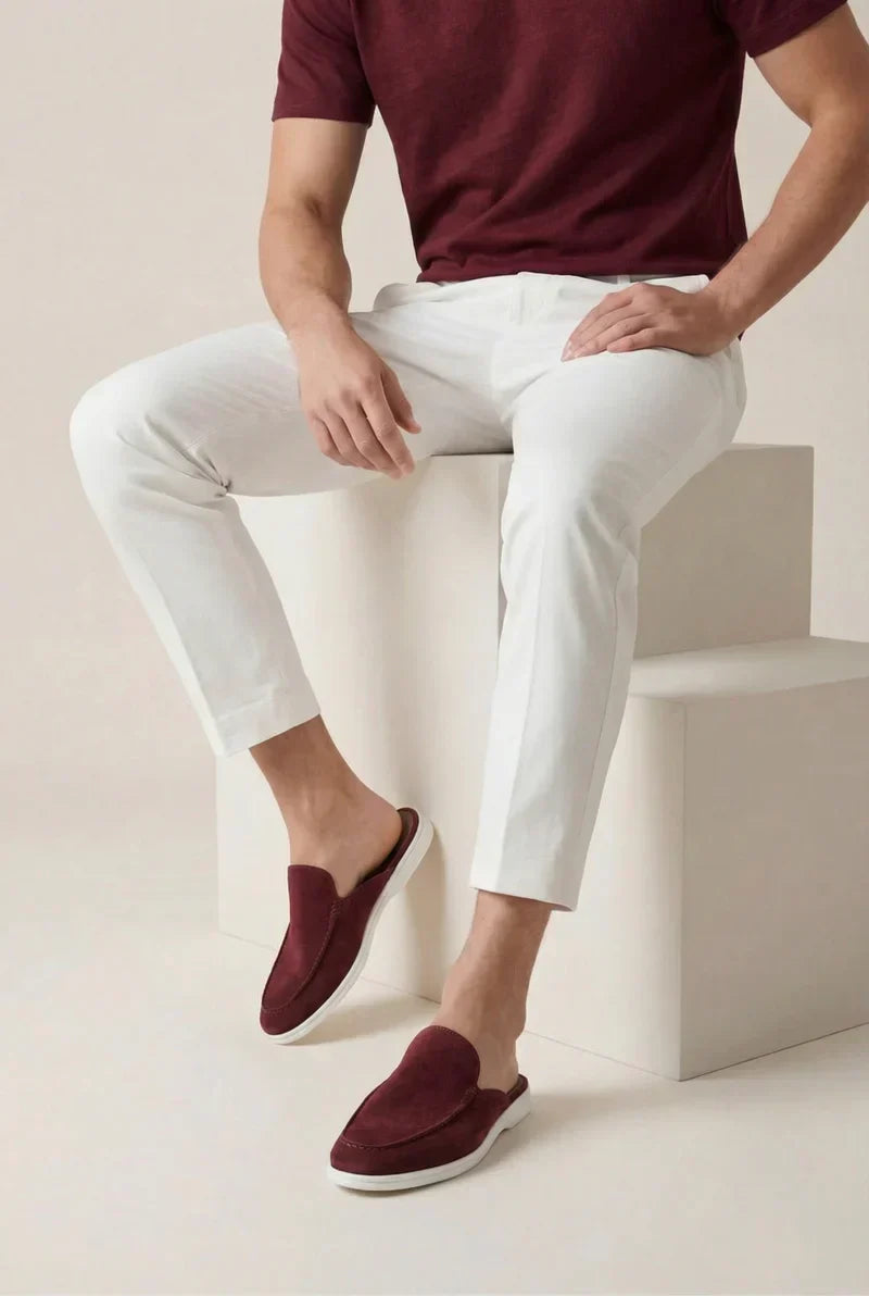 Yacht Mule in Bordeaux, premium leather footwear, product view